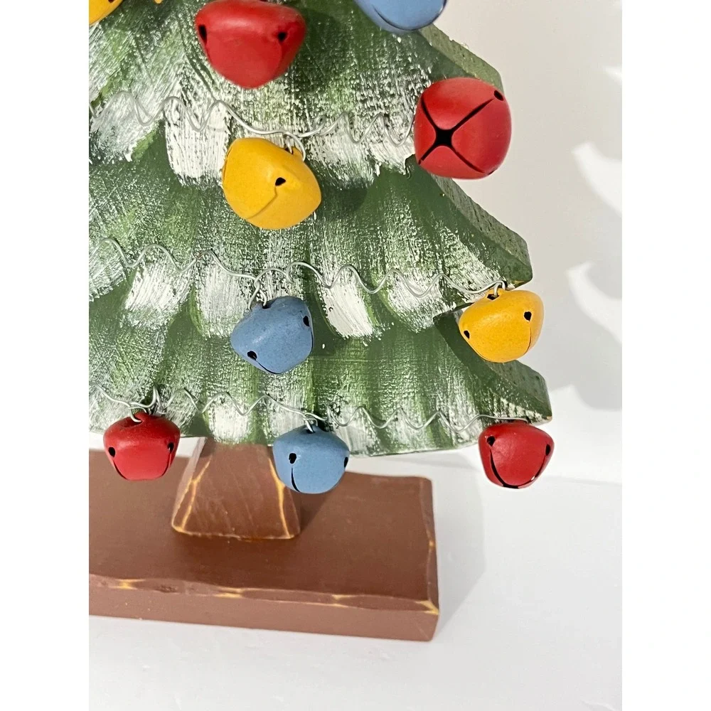 Unbranded Vintage Wooden Christmas Tree Home Decor‎ Green Flying Santa Bells